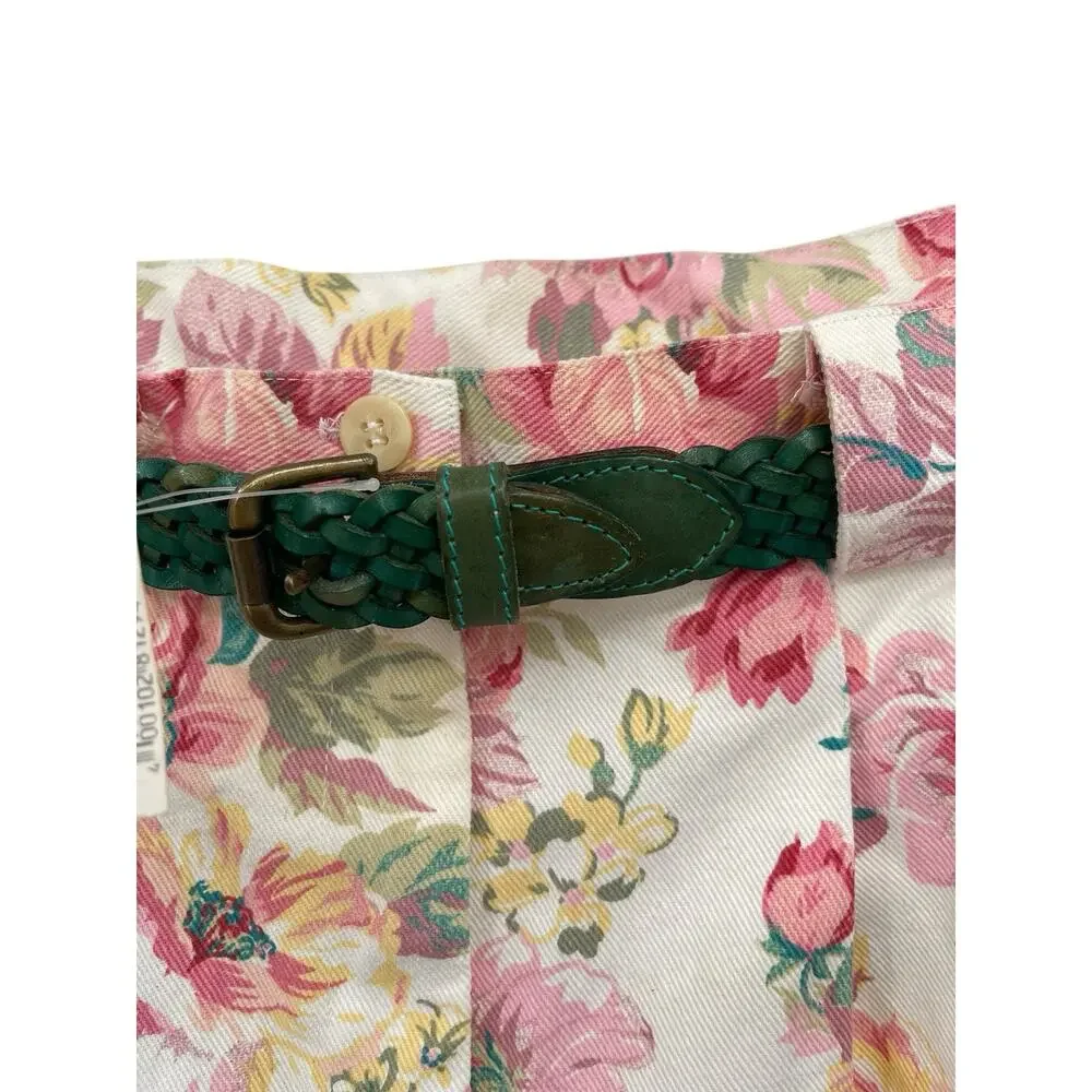 NWT Vintage Abercrombie & Fitch Floral Denim Skirt Pink Roses Size 6 26” Waist